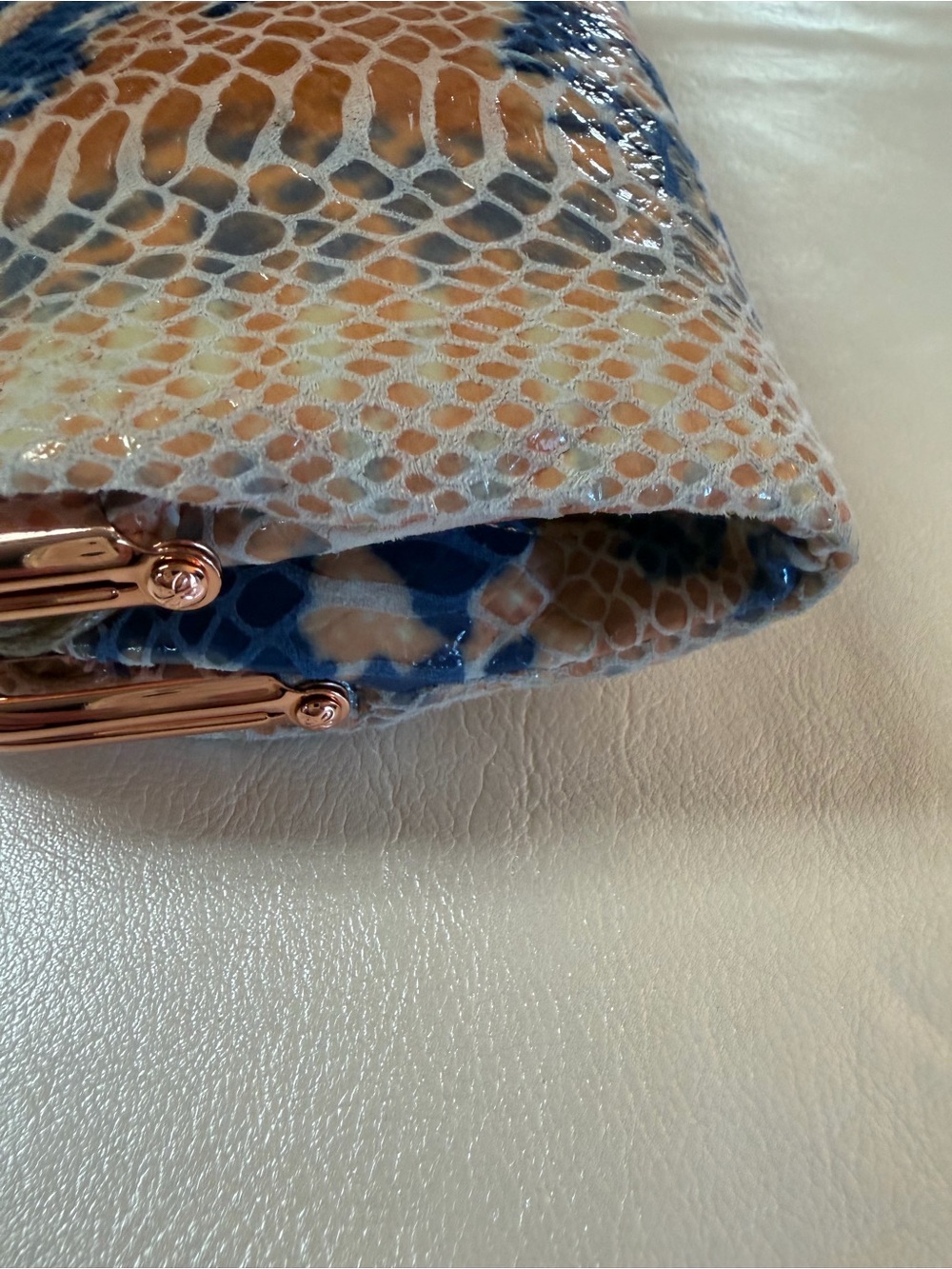 HOBO Blue and Orange Snakeskin-Pattern Clutch Wallet - Picture 10 of 11